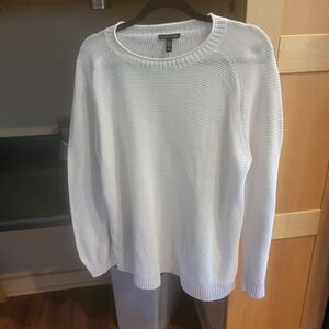Eileen Fischer White Linen Cotton Sweater